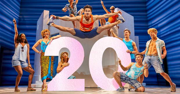 Damien Buhagiar as Pepper (centre) with the cast of Mamma Mia! 