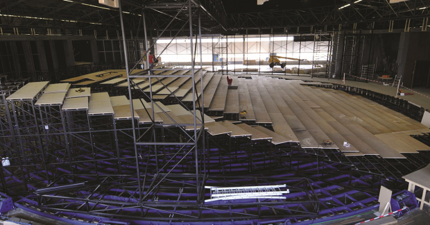 The special revolving Soldier of Orange auditorium during its construction in Holland