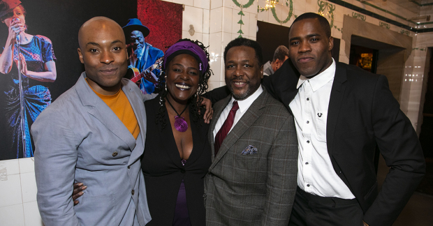 Arinzé Kene (Biff Loman), Sharon D Clarke (Linda Loman), Wendell Pierce (Willy Loman) and Martins Imhangbe (Happy Loman)