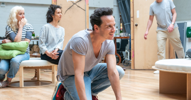 Andrew Scott in rehearsals for Present Laughter