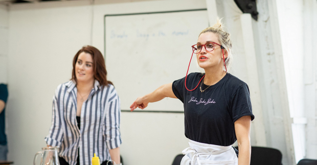 Lucie Jones and Ashley Roberts in rehearsals for Waitress