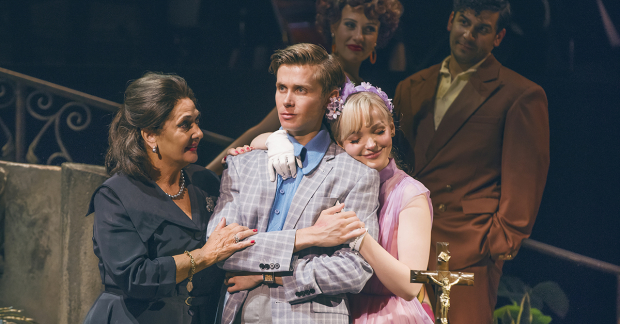 Marian McLaughlin, Rob Houchen and Dove Cameron in The Light in the Piazza 