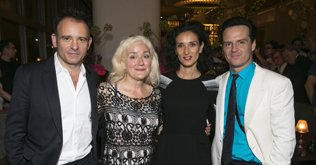 Matthew Warchus (director), Sophie Thompson (Monica Reed), Indira Varma (Liz Essendine) and Andrew Scott (Garry Essendine)