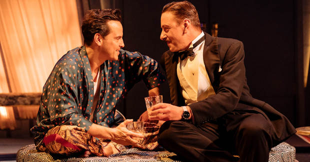 Andrew Scott as Garry Essendine and Enzo Cilenti as Joe Lyppiatt in Present Laughter