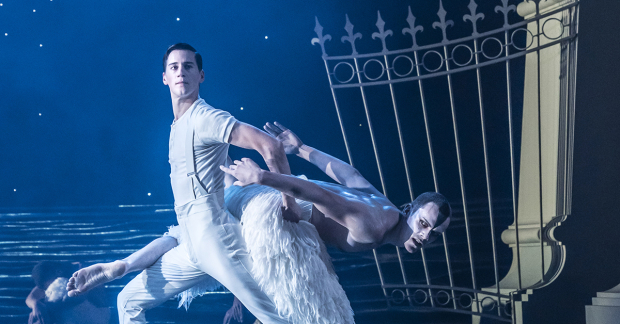 The Prince (Dominic North) and The Swan (Will Bozier) in Matthew Bourne&#39;s Swan Lake 