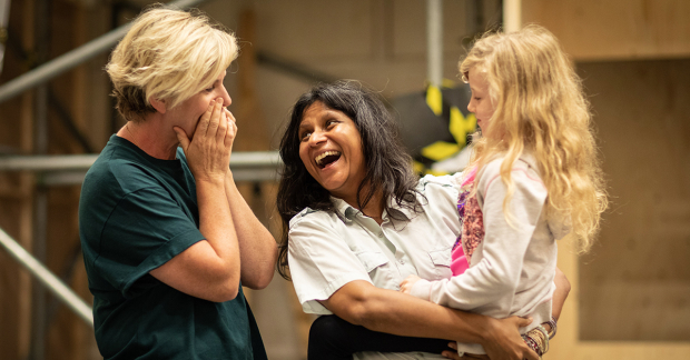 Jackie Clune, Thusitha Jayasundera and Taya Tower in rehearsals for [BLANK]