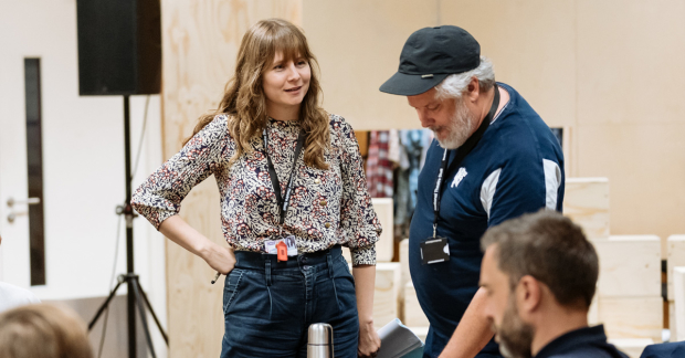 Annie Baker, Conleth Hill  and Hadley Fraser in rehearsals