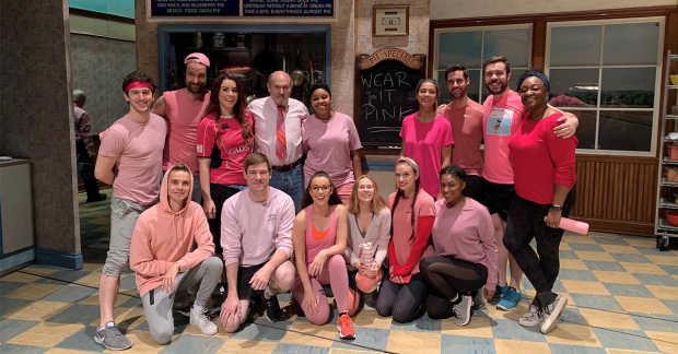 The West End cast of Waitress for Wear It Pink Day