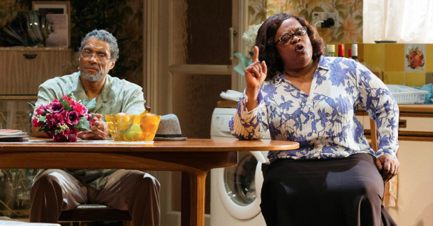 Ricky Fearon and Cecilia Noble in Nine Night at the National Theatre
