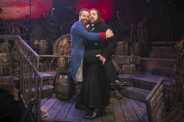  Alfie Boe (Jean Valjean) and Michael Ball (Javert) celebrate backstage as Les Misérables is staged with an all-star cast