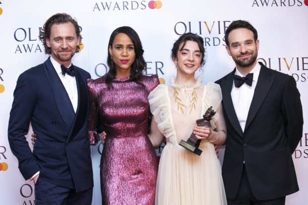 Patsy Ferran accepts the award for Best Actress for Summer and Smoke, presented by Tom Hiddleston, Zawe Ashton and Charlie Cox