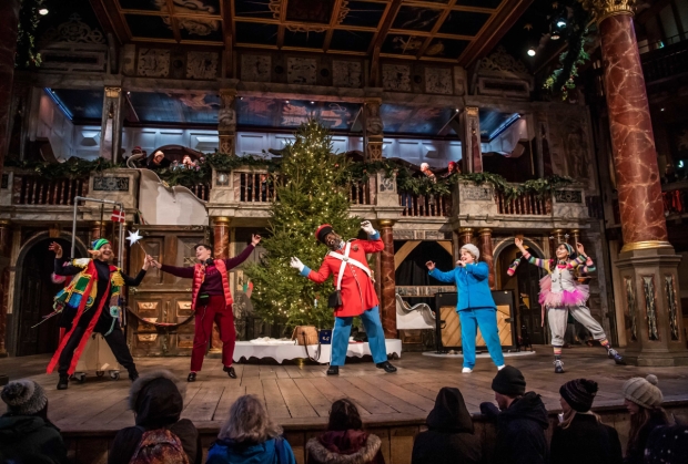 Stella Duffy, Louise Voce, Chris Jarman, Sandi Toksvig and Sophie Trott in Christmas at the (Snow) Globe