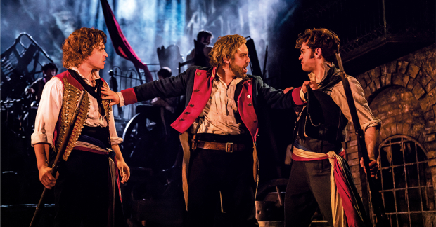 Ashley Gilmour, Jon Robyns and Harry Apps in Les Misérables
