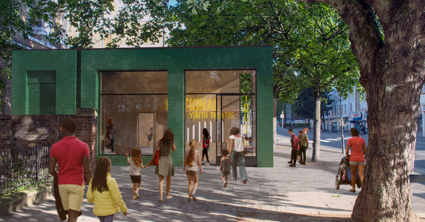 Artwork for the new entrance to the National Youth Theatre building in north London 