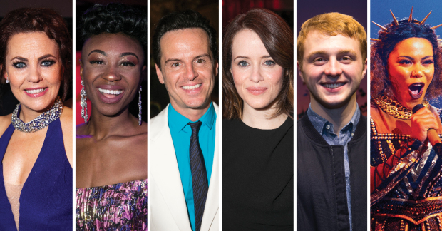Winners Rachel Tucker, Miriam-Teak Lee, Andrew Scott, Claire Foy and Sam Tutty, alongside the inaugural Audience Award for Best West End Musical winners Six