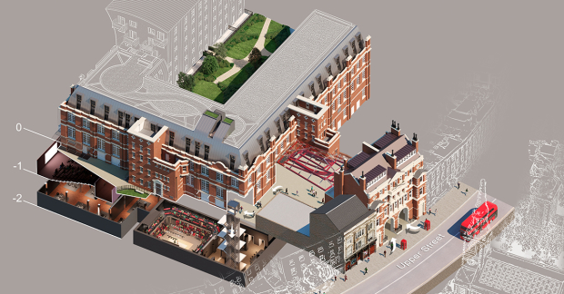 Architect&#39;s impression of King&#39;s Head Theatre in Islington Square