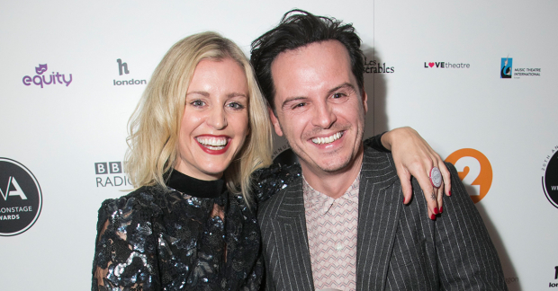 Denise Gough with Andrew Scott, who picked up the award for Best Actor in a Play for Present Laughter