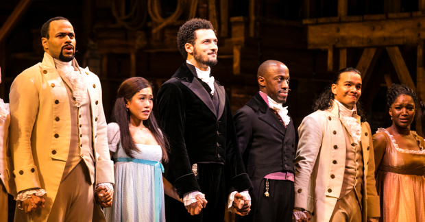 The West End cast of Hamilton during the curtain call