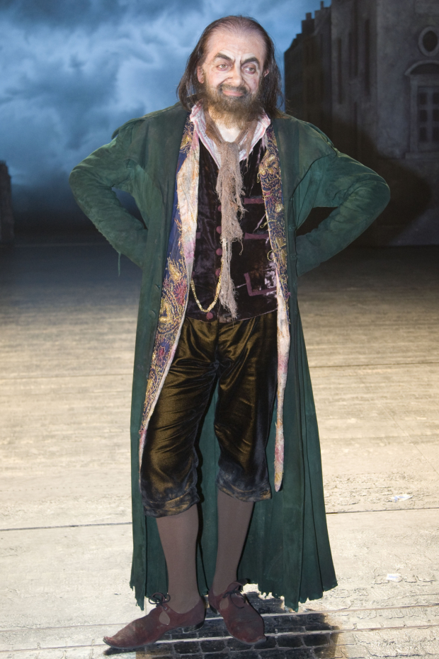 Rowan Atkinson (Fagin) backstage after the Oliver! curtain call in 2009