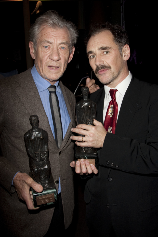 Ian McKellen and Mark Rylance attend the Evening Standard Awards at the Royal Opera House