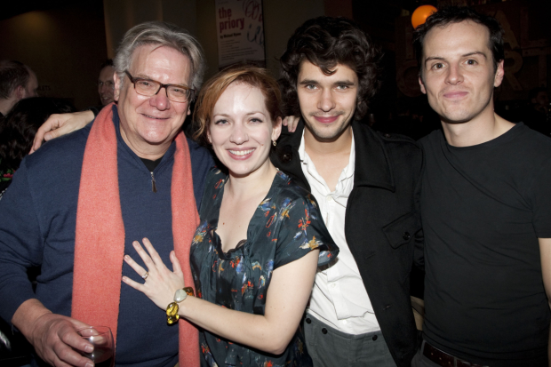 Check out this cast – Paul Jesson (F), Katherine Parkinson (W), Ben Whishaw (John) and Andrew Scott (M) attend the after party for Cock at the Royal Court