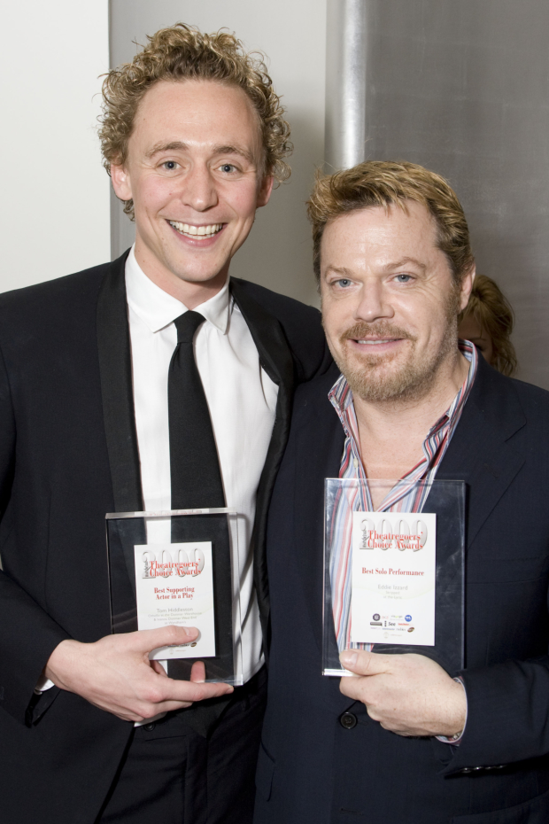 Tom Hiddleston and Eddie Izzard collect their WhatsOnStage Awards in 2009 