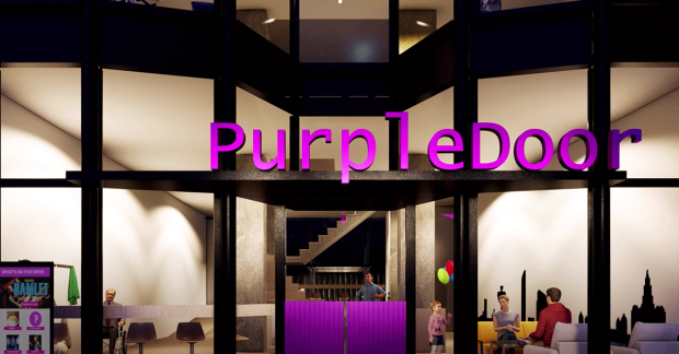Virtually designed frontage for The Purple Door 