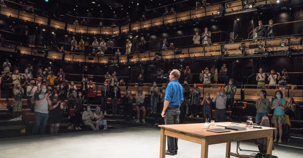 Ralph Fiennes during the Bridge Theatre&#39;s first performance since March 
