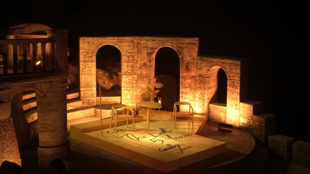 The set, designed by Andrew Exeter