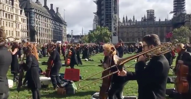 Musicians gathered in Parliament Square