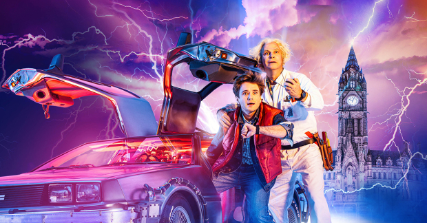 Olly Dobson and Roger Bart in Back to the Future