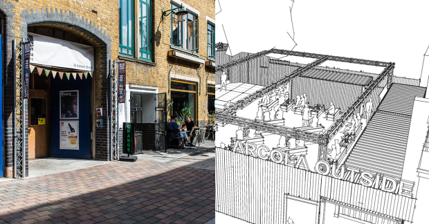 Arcola Theatre, mock-ups for the outdoor space