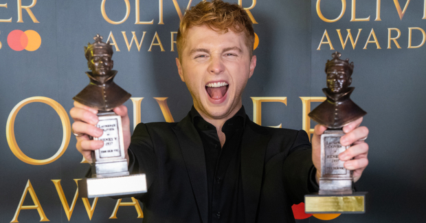 Sam Tutty with two Olivier Awards 