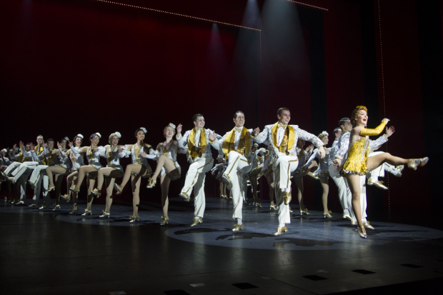 Clare Halse (Peggy Sawyer) and members of the cast during the curtain call for 42nd Street