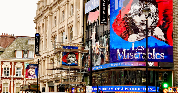 The Sondheim Theatre (right) and the Gielgud Theatre