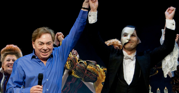 Andrew Lloyd Webber (left) during a Phantom curtain call