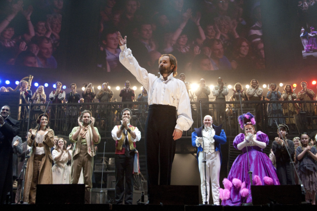 Alfie Boe (Jean Valjean) during the curtain call for the Les Miserables 25th Anniversary Concert