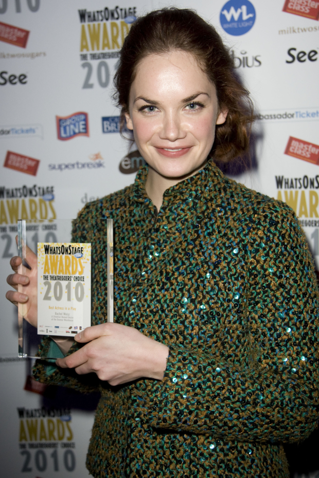 Ruth Wilson accepts the Whatsonstage.com Award for Best Actress in a Play on behalf of Rachel Weisz for A Streetcar Named Desire 