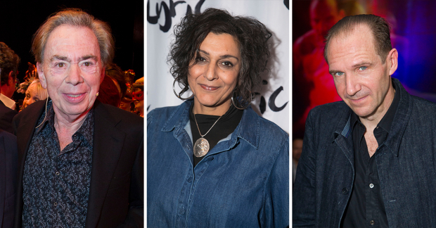 Andrew Lloyd Webber, Meera Syal and Ralph Fiennes