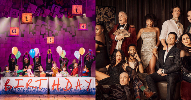 Left: The 2019 Matilda company and the 2021 Moulin Rouge! leads