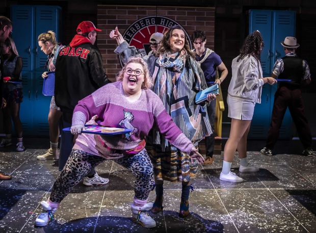 Lizzie Bea (Martha Dunnstock) and the cast of Heathers The Musical