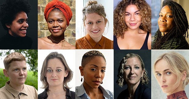 Top row: Amanda Wilkin, Benedict Lombe, Chiara Atik, Daniella De Jesús and Lauren Whitehead
Bottom row: Kae Tempest, Sonya Kelly, Zora Howard, Joanna Murray-Smith and Sarah Hanly