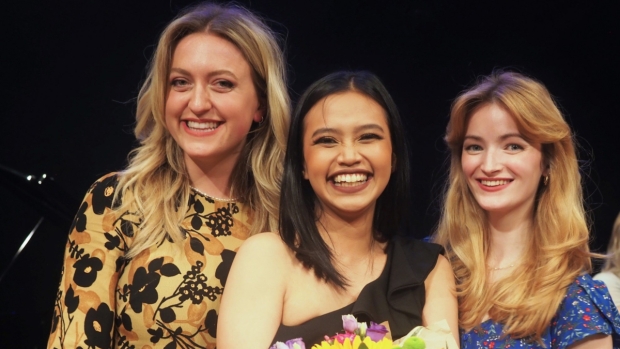 Desmonda Cathabel (centre) with runner-up Ella Shepherd (left) and third-placed Jade Oswald (right)