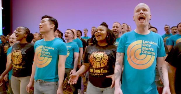 Members of The Lion King cast and the London Gay Men&#39;s Chorus