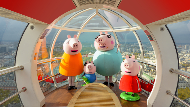 Peppa and her family on the London Eye