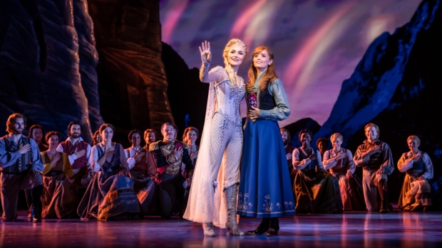 Samantha Barks, Stephanie McKeon and the company of Frozen