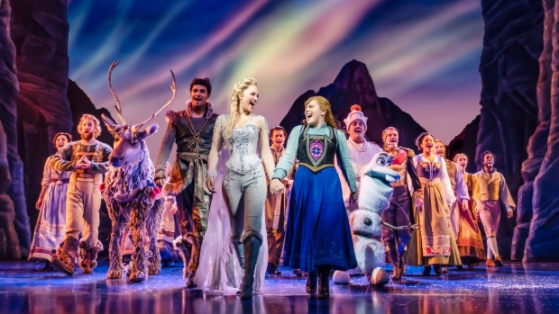 Samantha Barks and Emily Lane with the company of Disney&#39;s Frozen