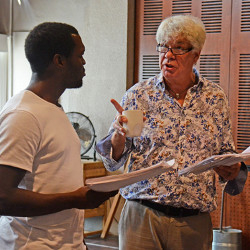 Ansu Kabia and Matthew Kelly in rehearsals