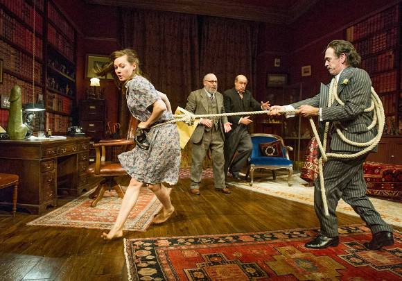 Lydia Wilson (Jessica), Antony Sher (Freud), David Horovitch (Yahuda) and Adrian Schiller (Dali)