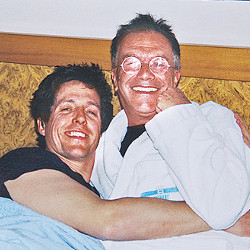 Friend to the stars: Michael White with Hugh Grant